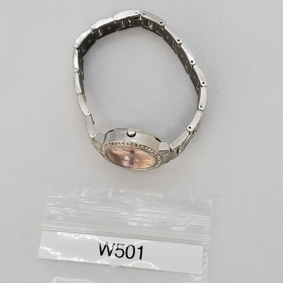 28MM Women's Watch Pink‎ Dial Crystal Bezel Gray Bracelet Band 7" New Battery - Picture 11 of 11